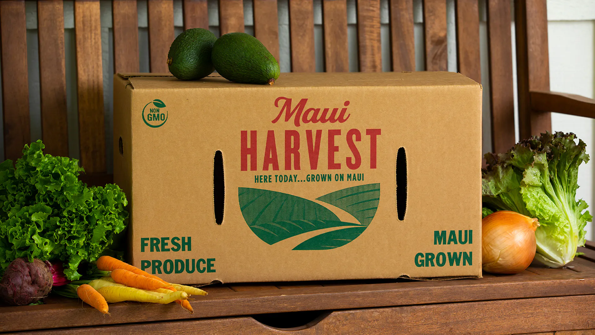 Maui Harvest Produce Box with fresh produce