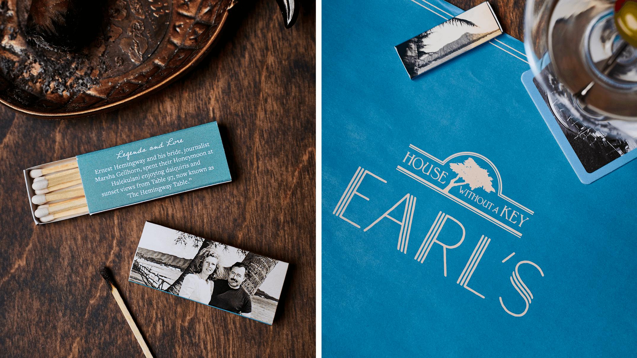 Earls Matchbook and Placemat