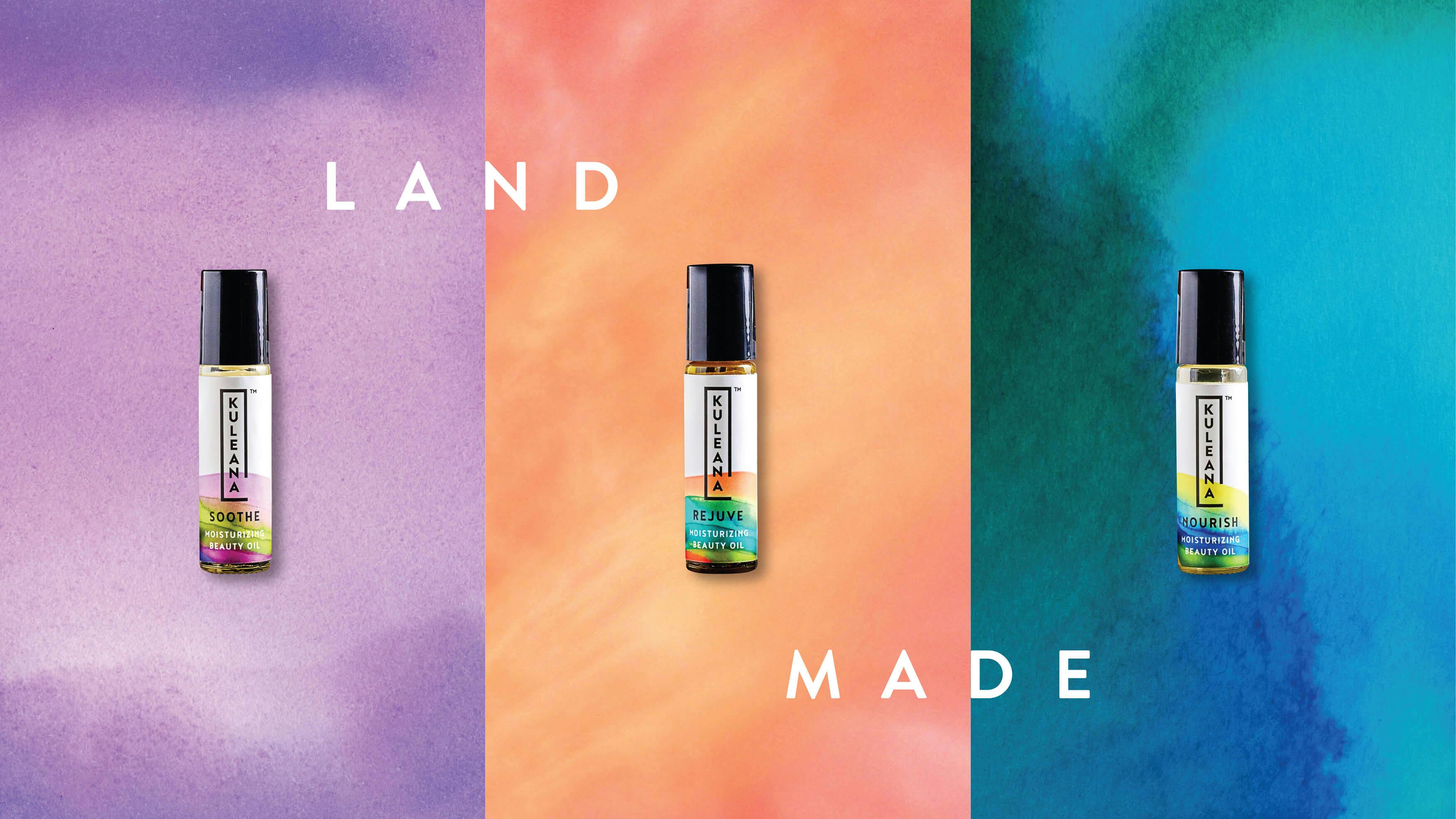 Three tincture bottles, set on bright watercolor backdrop 
