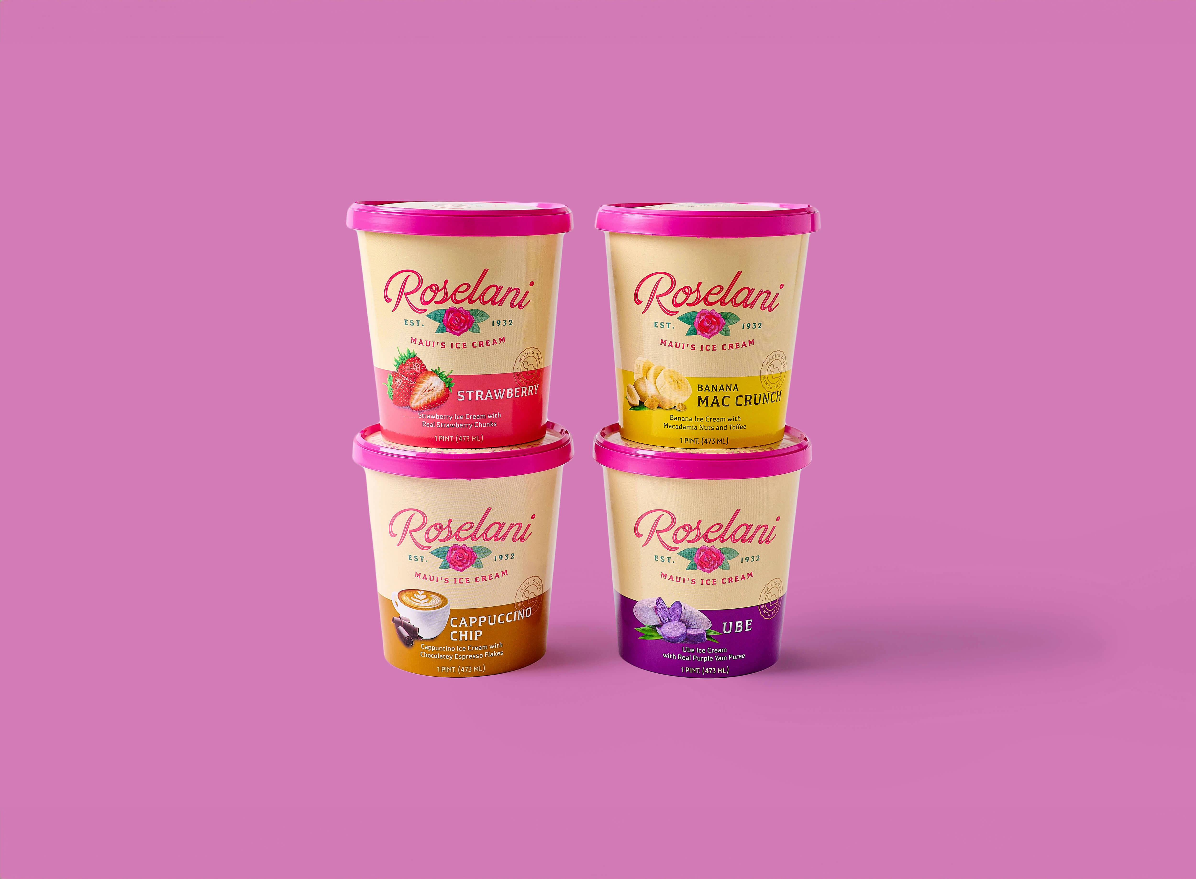 Arrangement of four Roselani Pints