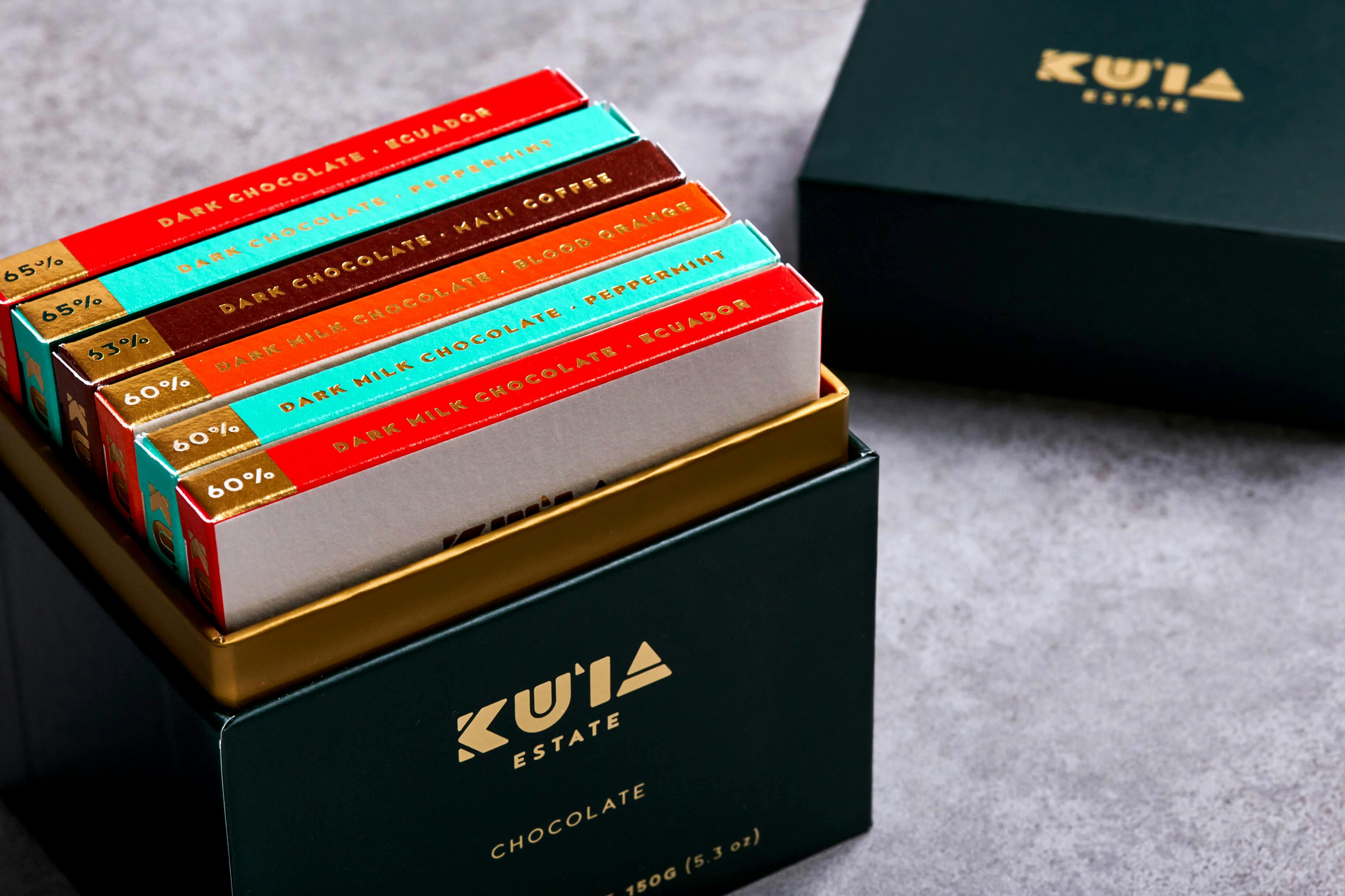 Kuia Estate Chocolate 6-pack box with open lid