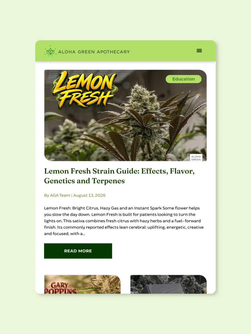 Aloha Green Blog landing page screenshot