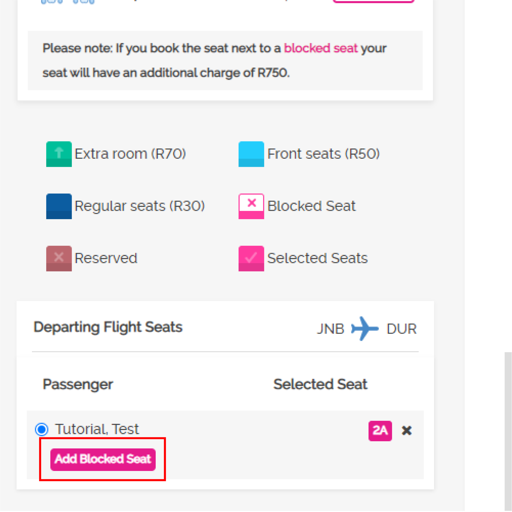 Pre-Selected Seating On FlySafair Flights