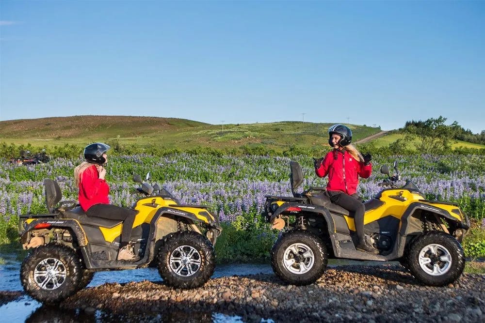 Two tourists on an atv tour in Reykjavik 