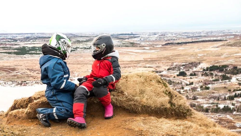 Kids on top of the Reykjavik Peak