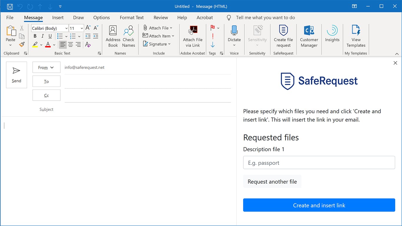 SafeRequest Outlook Add-in