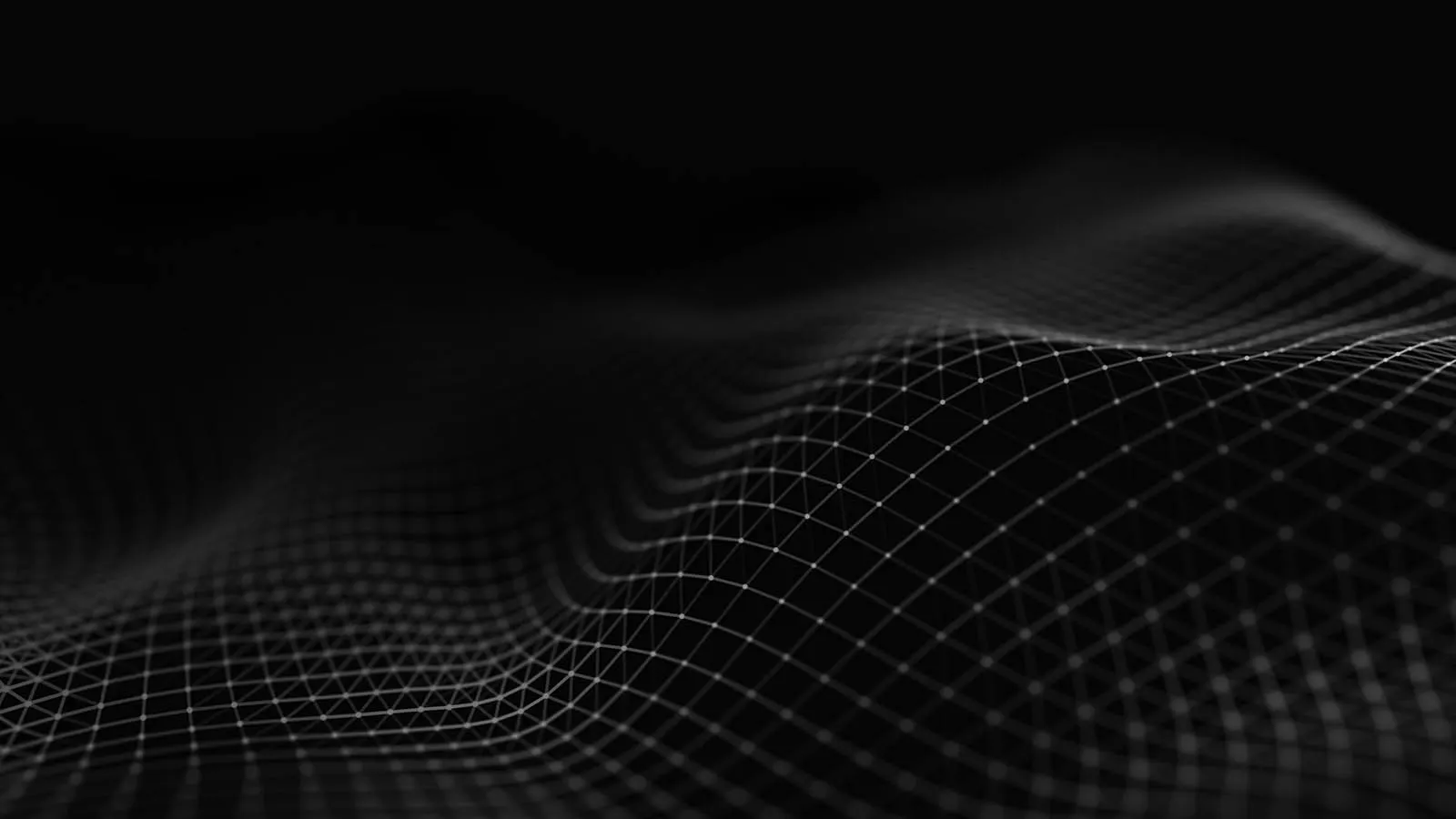 Abstract dark mesh of data points forming a wave