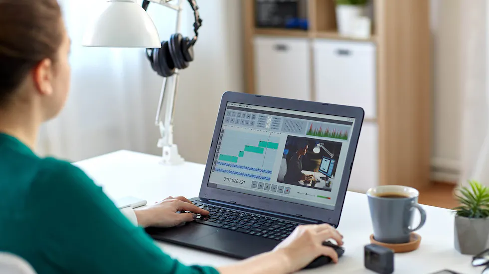 Close-up of an online course being edited on a laptop