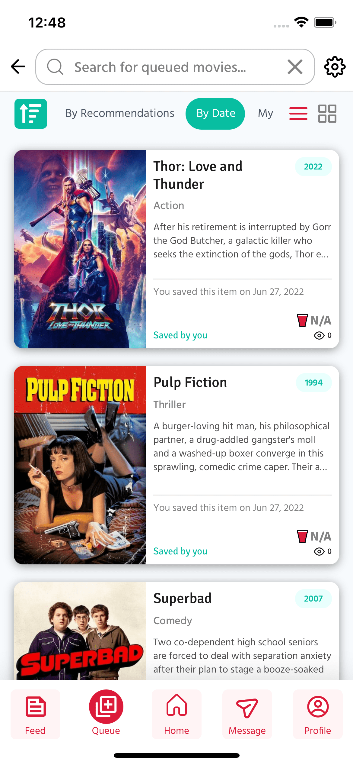 Queue Screen Screenshot