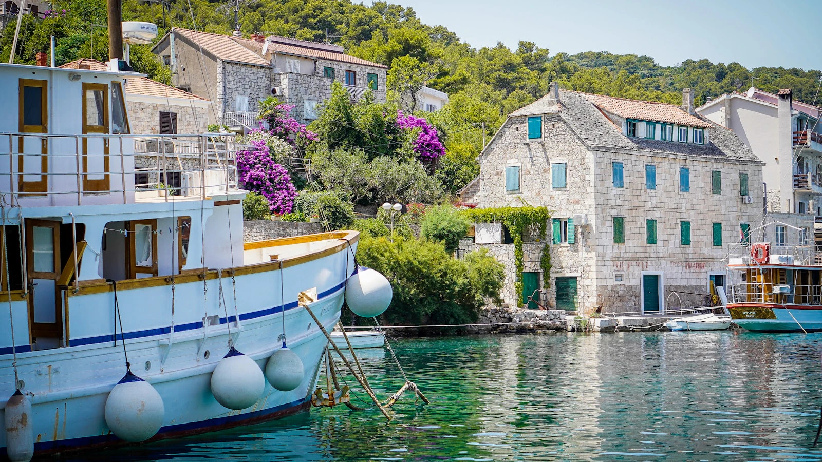Sailboats moored in a Croatian harbour