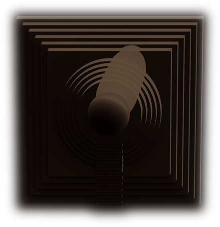 Brown background with architectural graphic