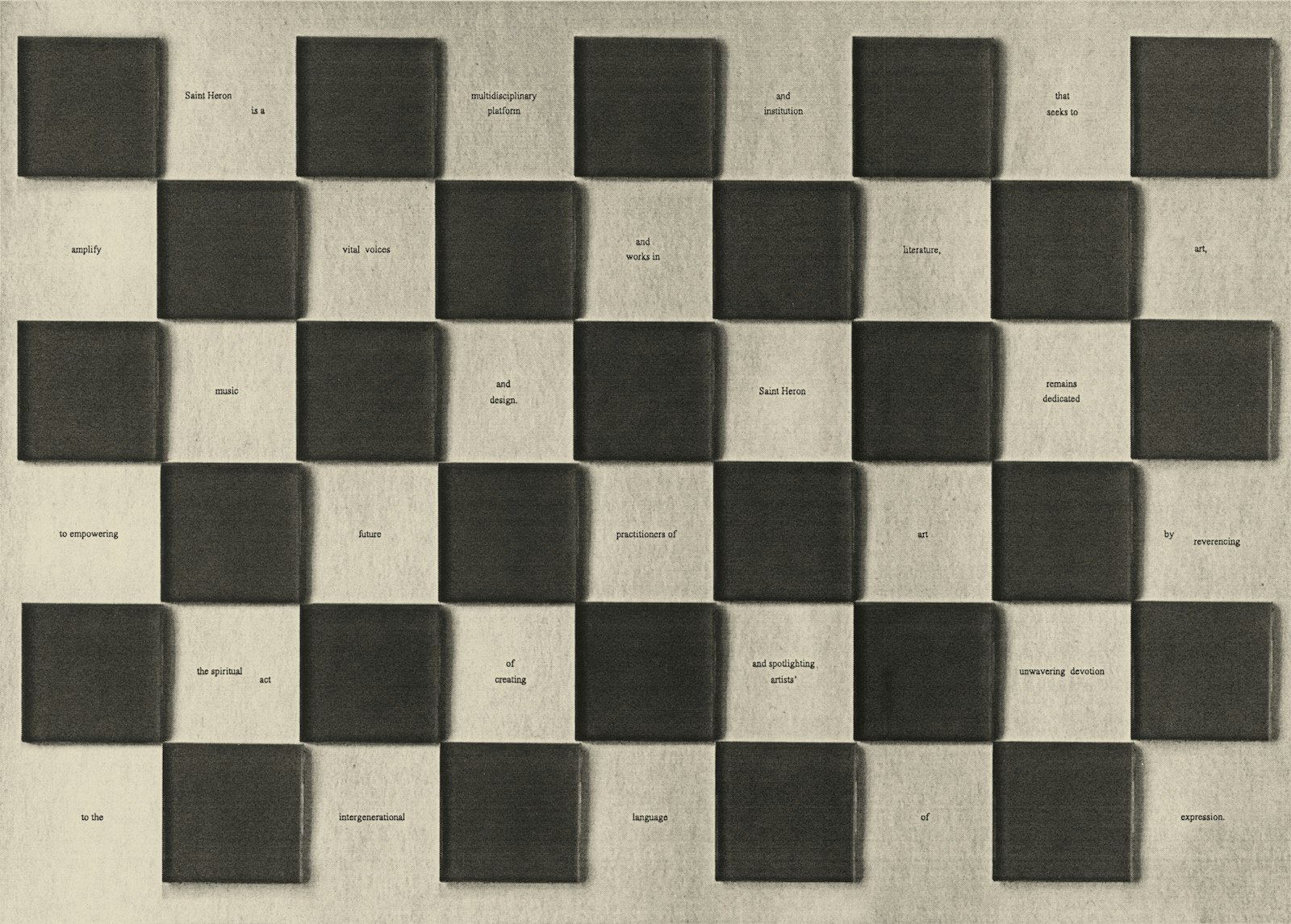 Image of checkerboard with various text in each white square