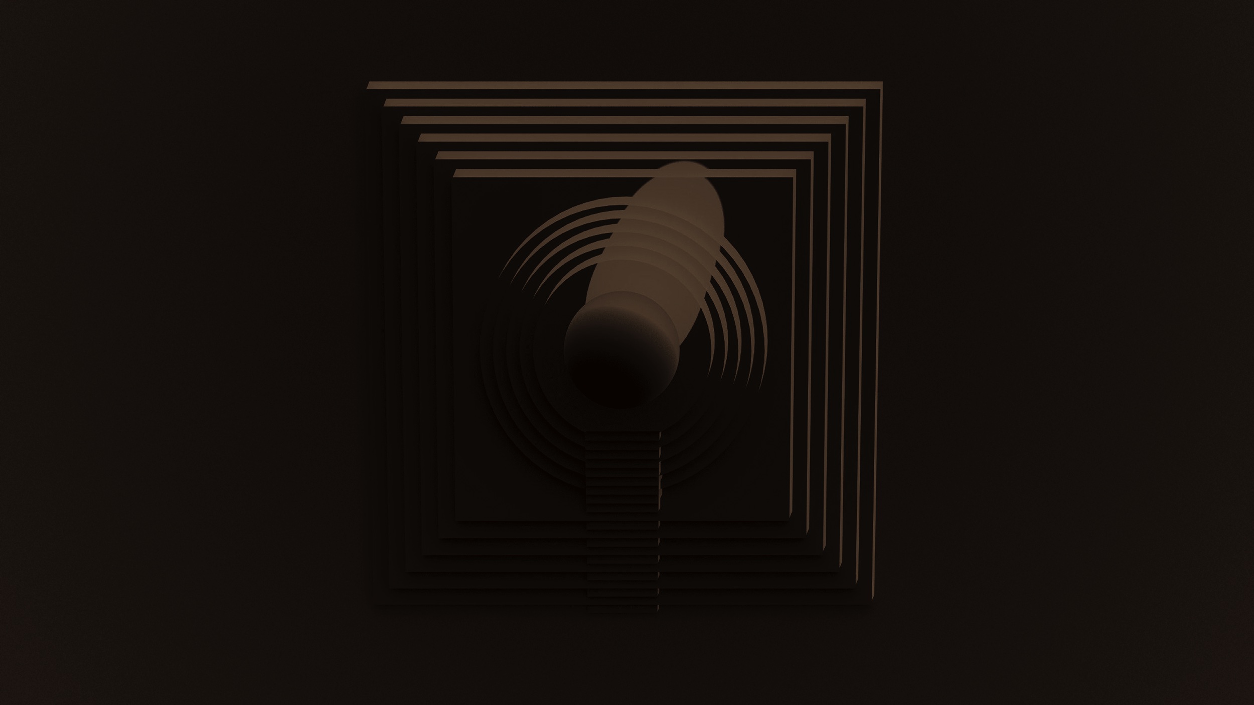 Brown background with architectural graphic