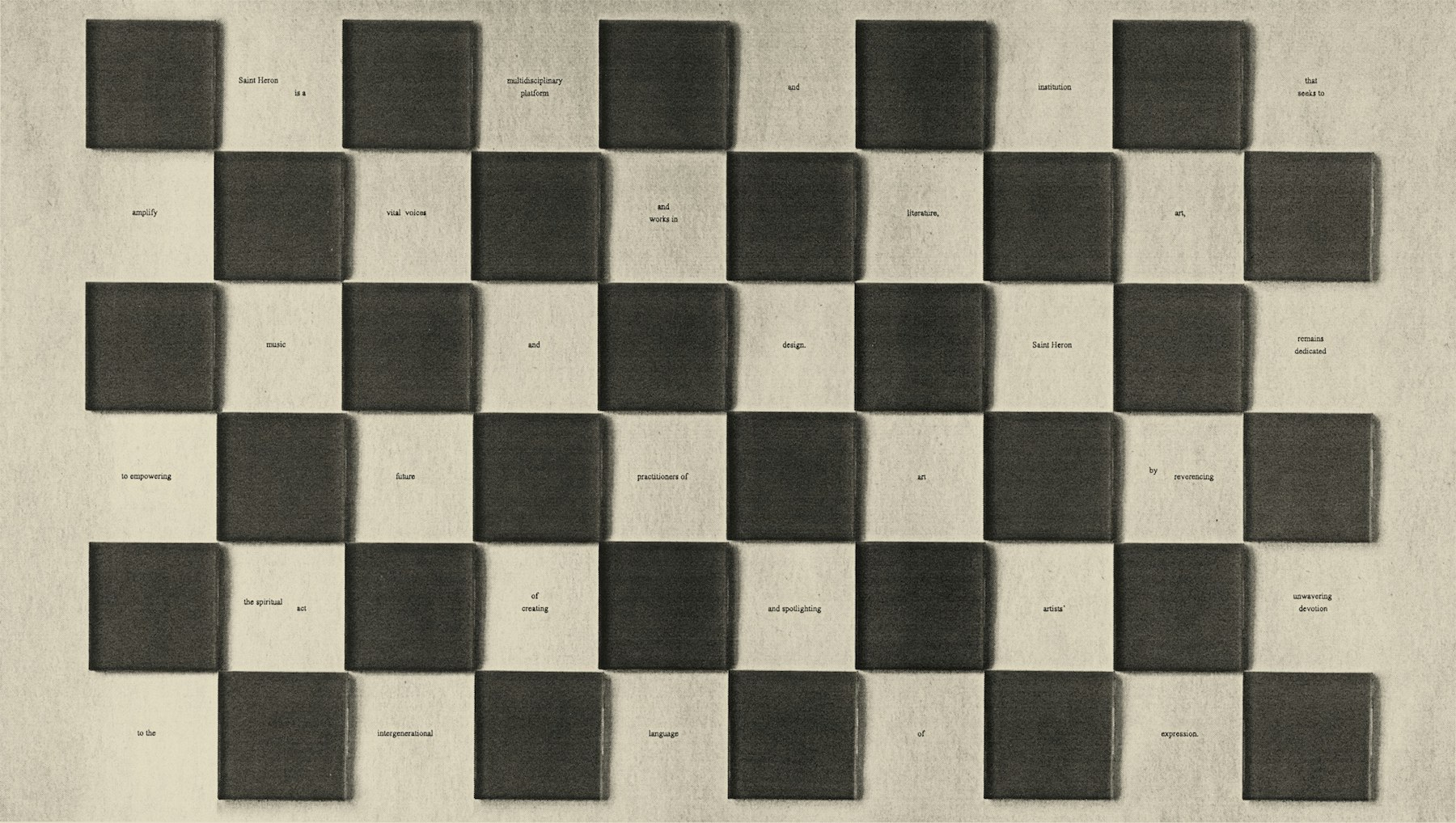 Image of checkerboard with various text in each white square