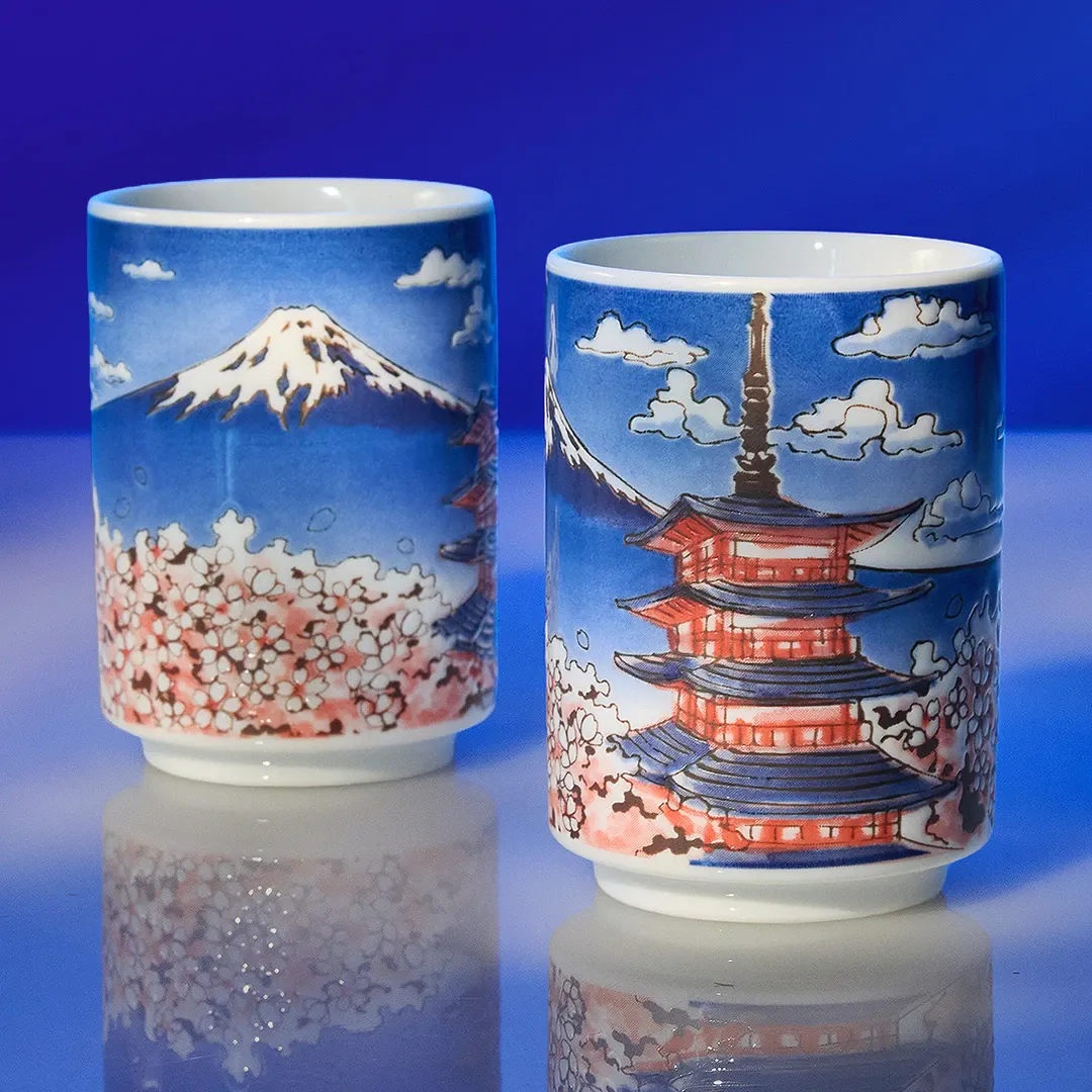 Mt. Fuji Yunomi Teacup Pair