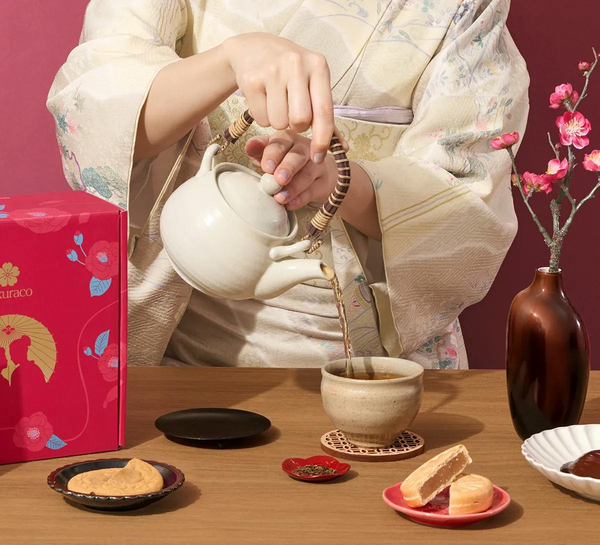 A woman pours Japanese Tea