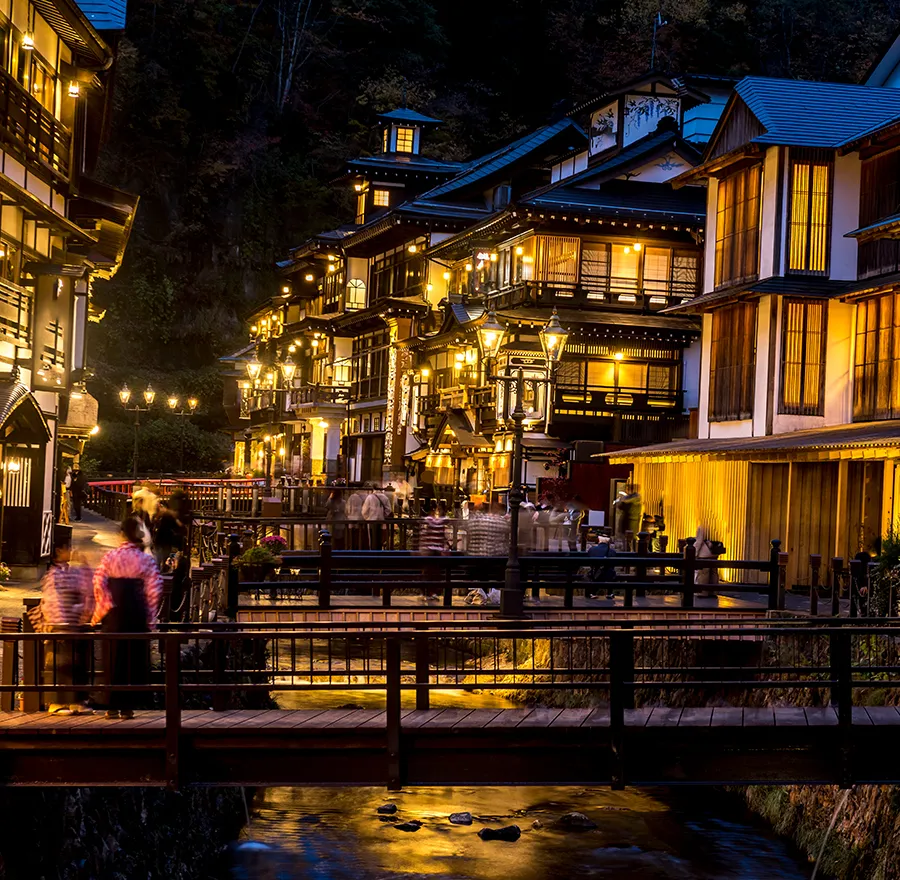 Photo of Ginzan Onsen at night