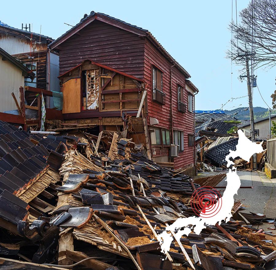 Buildings across the Noto Peninsula were severely damaged.