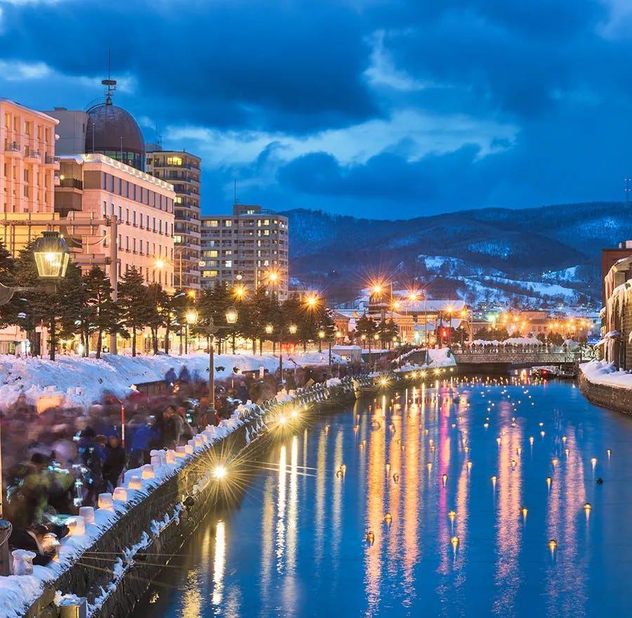 Otaru Light Path Festival at night