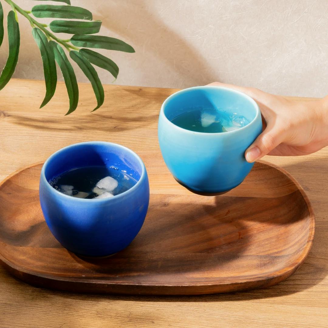 Turquoise & Blue Teacup Pair