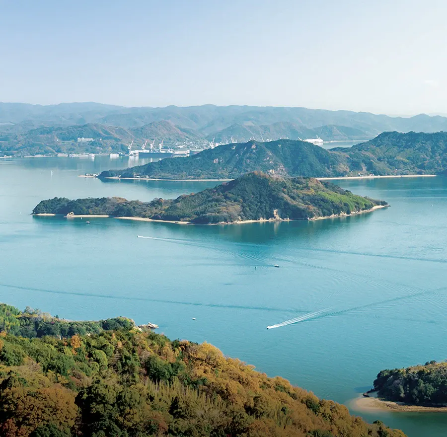 A view of the Seto Inland Sea from Onomichi, Hiroshima, Japan.