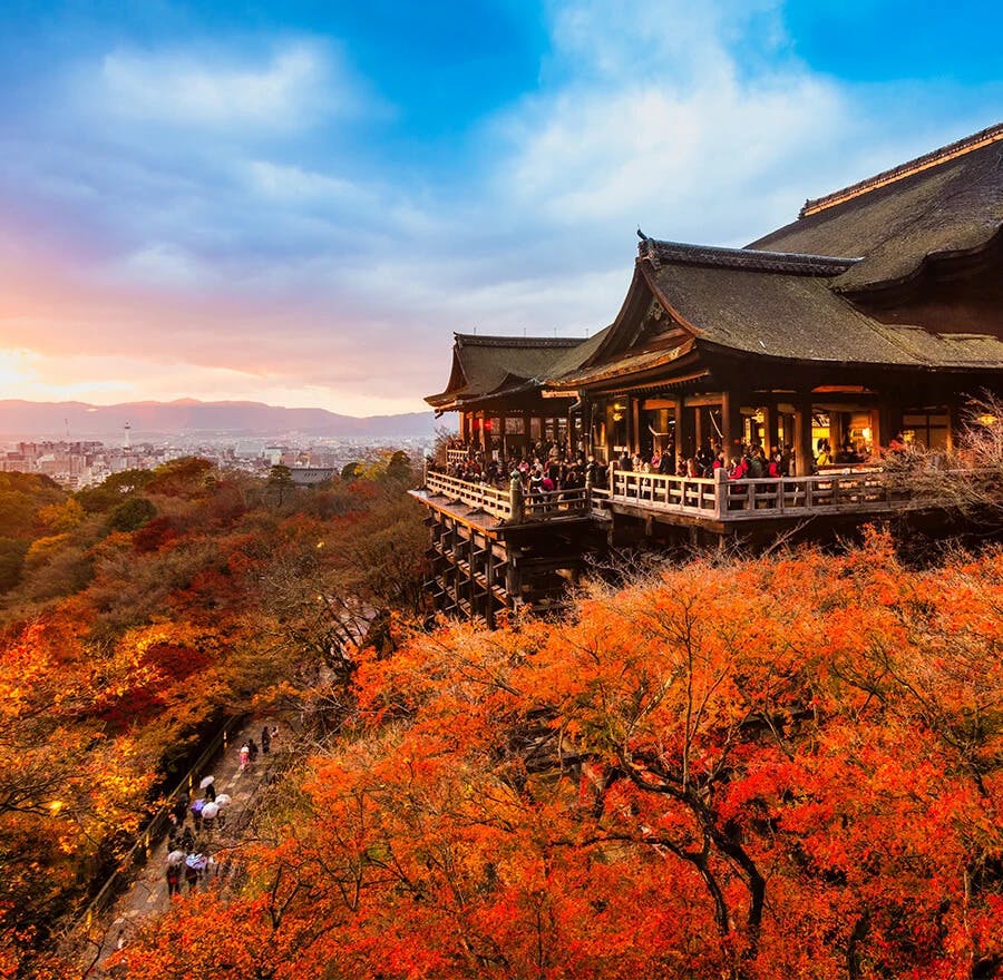 A view of Kiyomizudera Temple, one of Kyoto's UNESCO World Heritage Sites