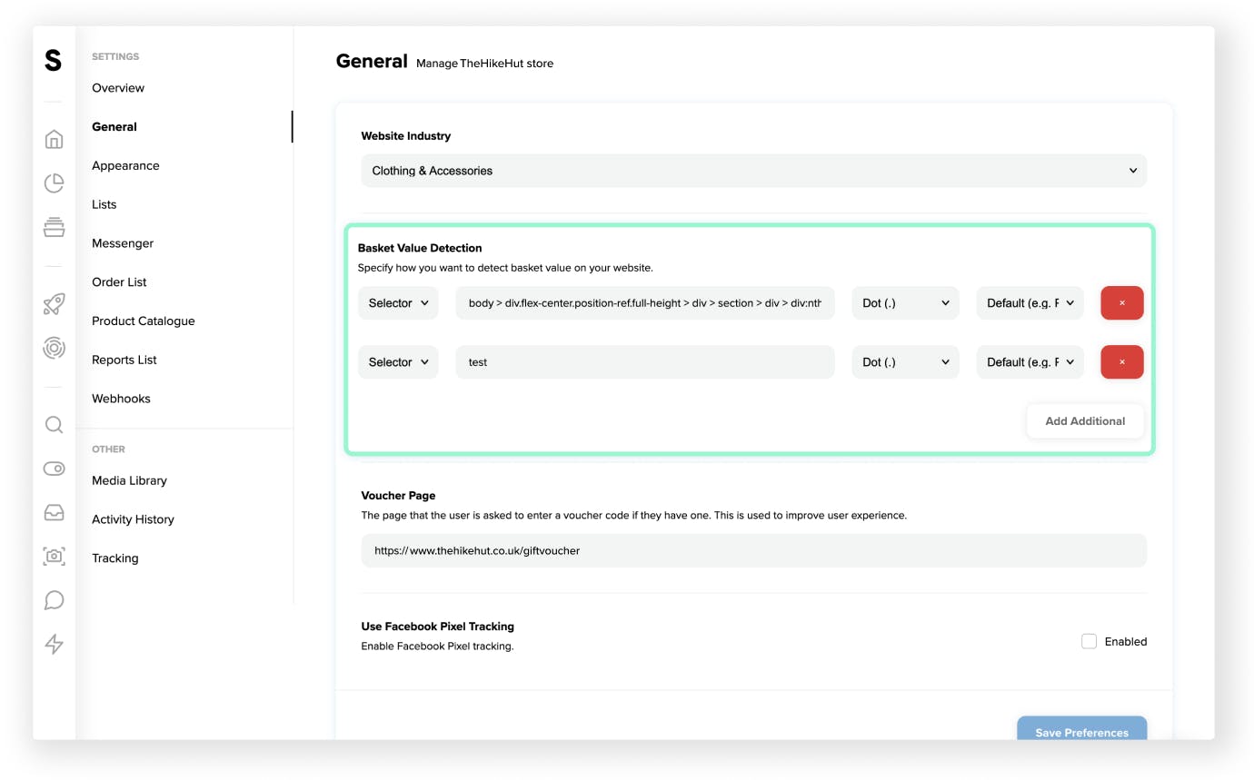 Adding Basket Value Detection