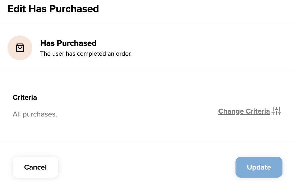 Edit the has purchased when a user has completed an order