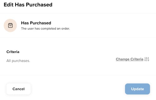 Edit the has purchased when a user has completed an order