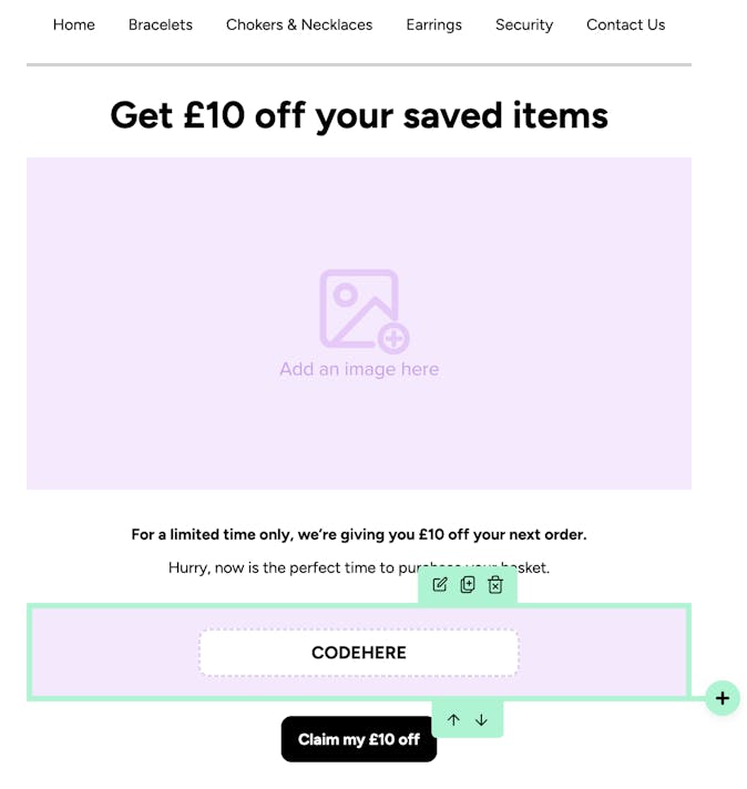 Adding a voucher code to the email template.