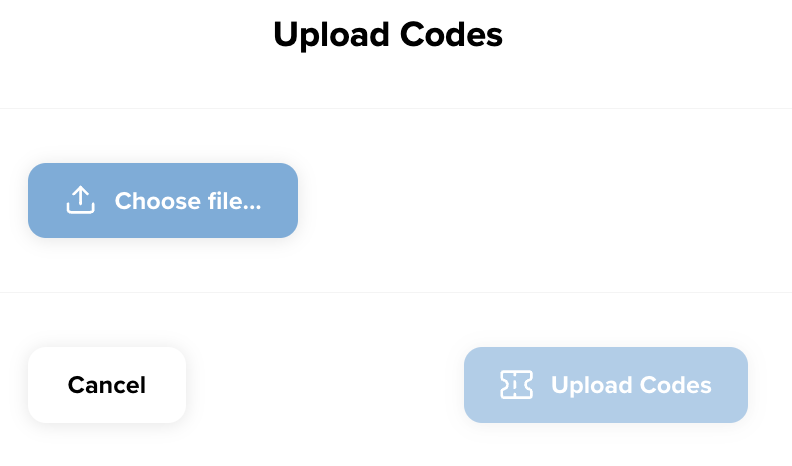 Upload voucher codes in dashboard 