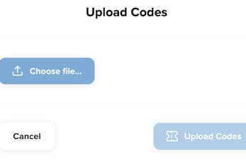 Upload voucher codes in dashboard