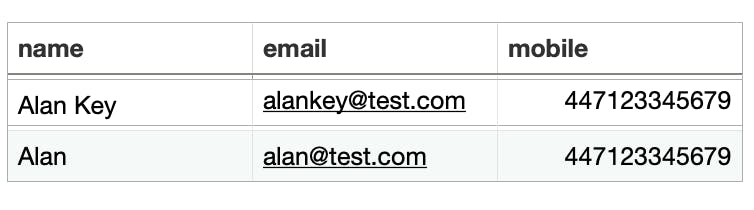 Import format for email mobile and name data