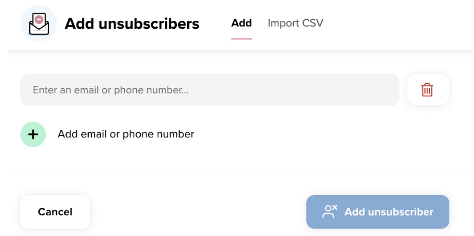 Email address or phone number needs to be inputted to remove the data from the Salesfire platform. 