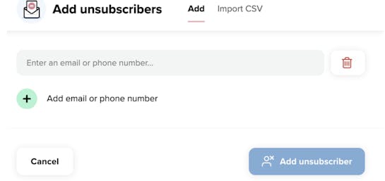 Email address or phone number needs to be inputted to remove the data from the Salesfire platform.
