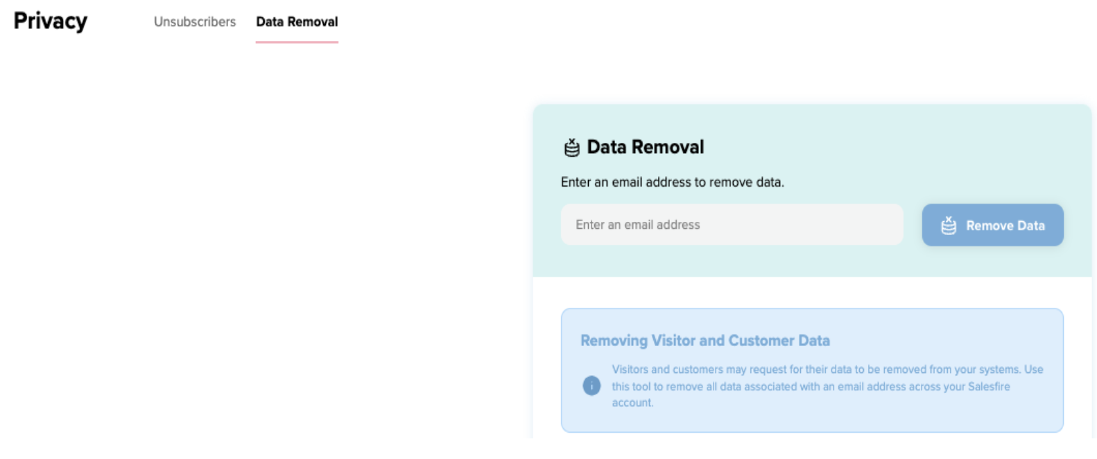 Data removal process on Salesfire