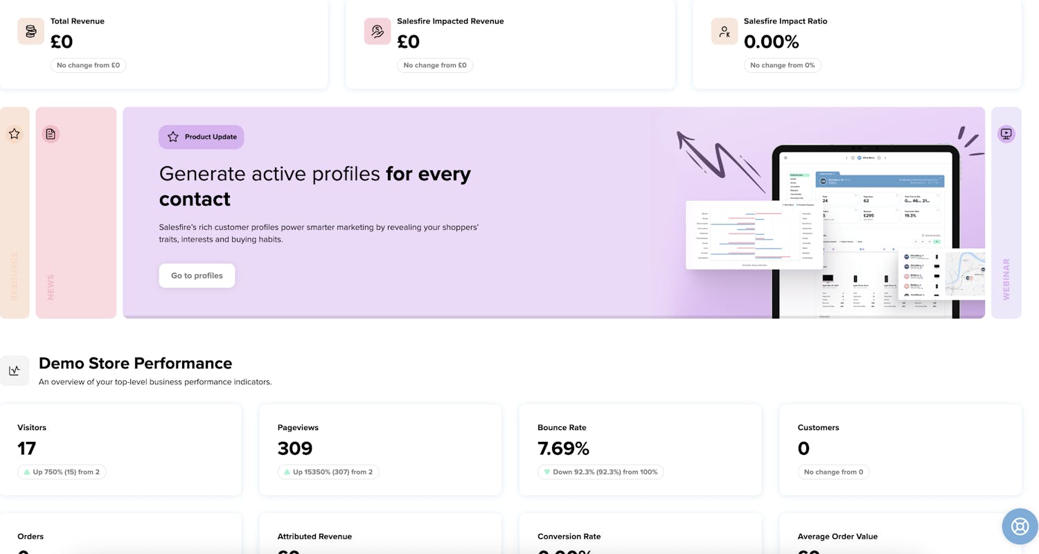 a snapshot of the performance overview page