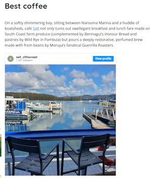 {article} Escape "Narooma NSW: Best places to eat, stay and play"