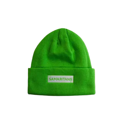 Samaritans green beanie.