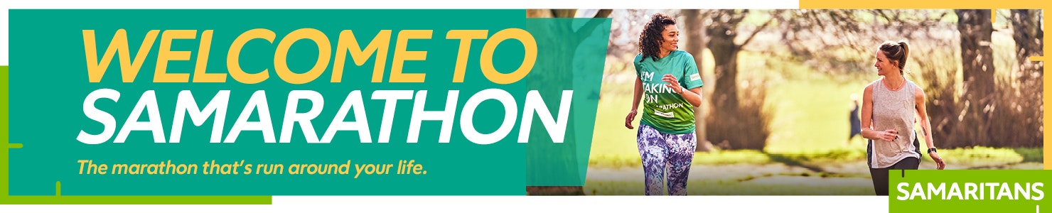 Welcome to Samarathon banner with two women running