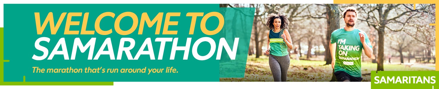Samarathon banner image 'welcome to Samarathon' with a man and a woman running