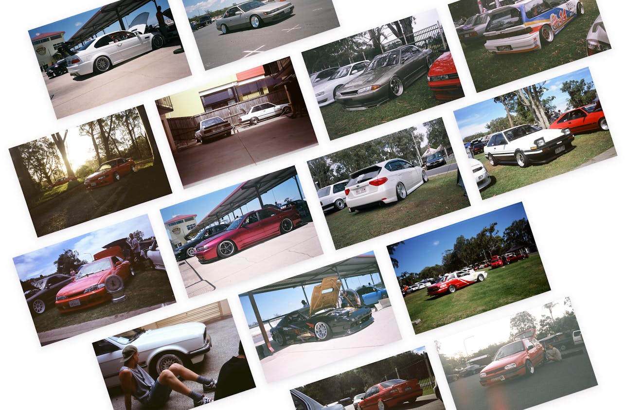 Various film photos of modified cars