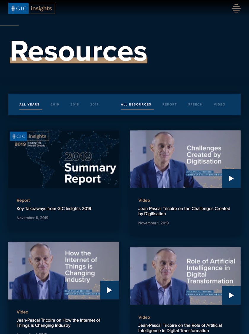 GIC Insights website resources page screenshot