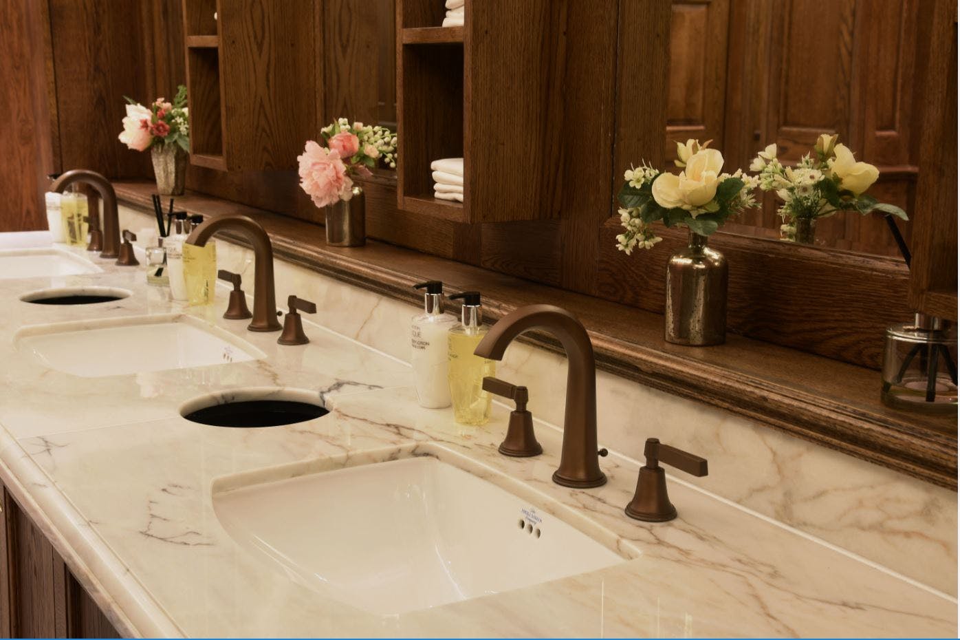 Samuel Heath Art Deco inspired brassware. Style Moderne bronze taps.