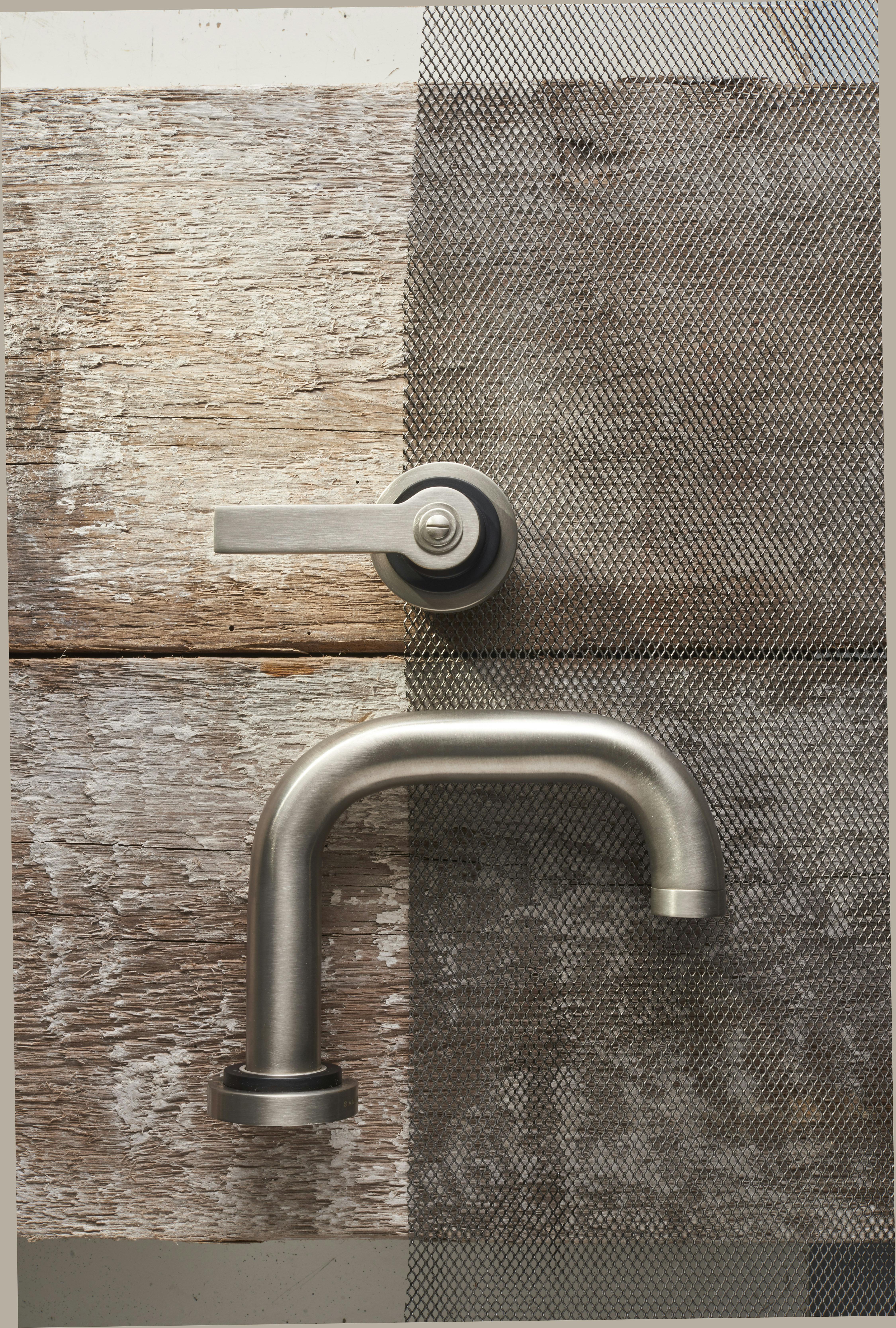 Samuel Heath Landmark Pure industrial tap in a Stainless Steel and Matt Black Chrome finish