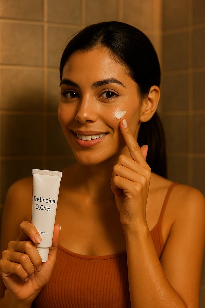 Mujer latina aplicando tretinoina