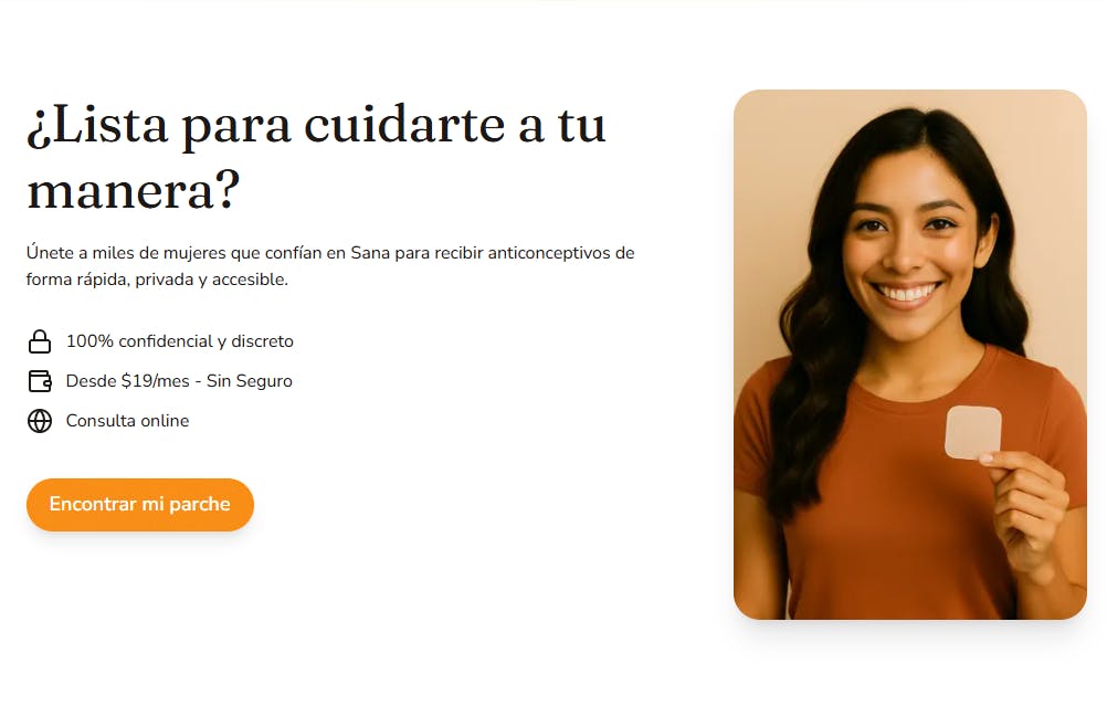 Call to action - chica sosteniendo parche