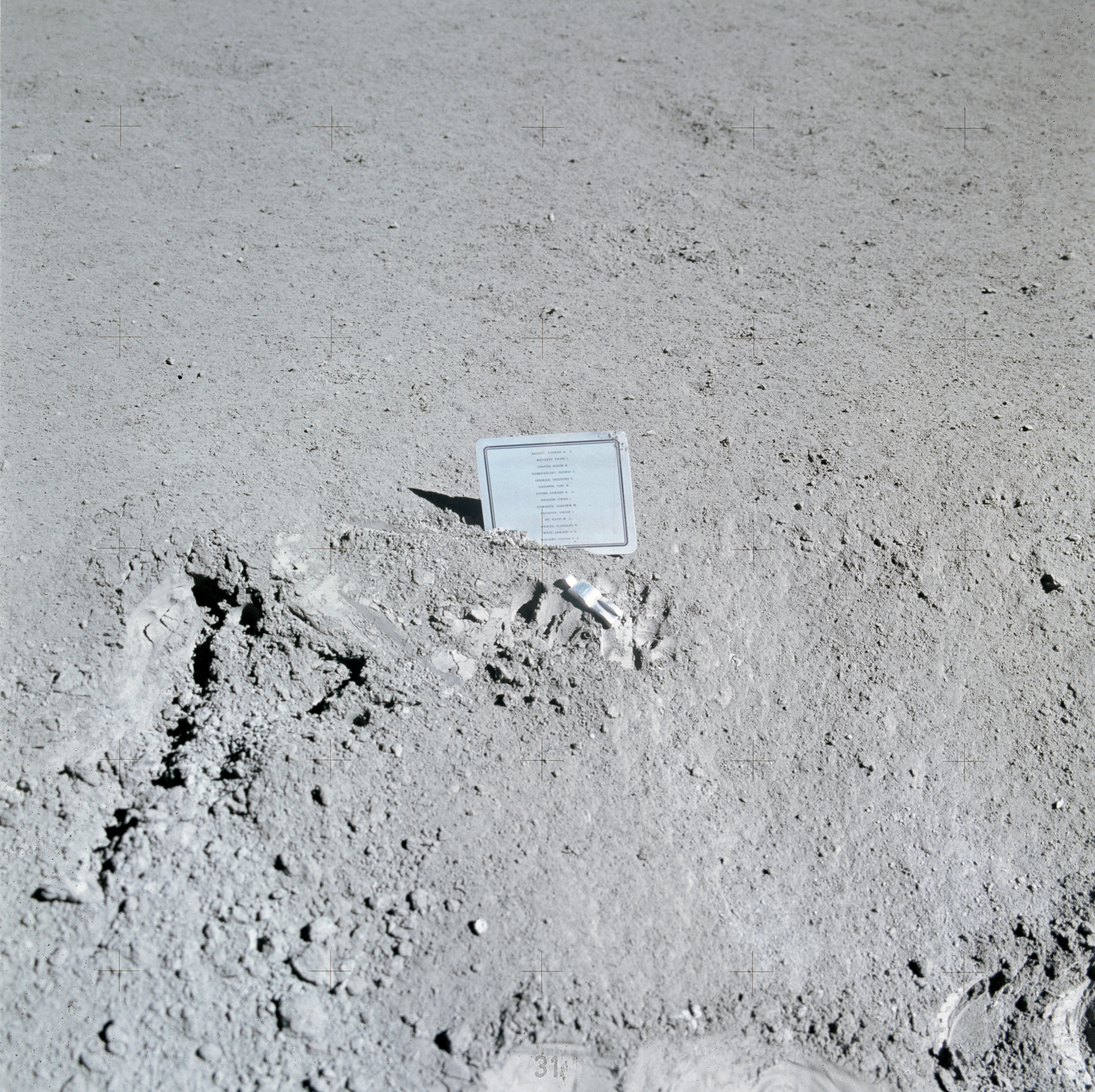 Commemorative plaque left on moon at Hadley-Apennine landing site ©NASA
