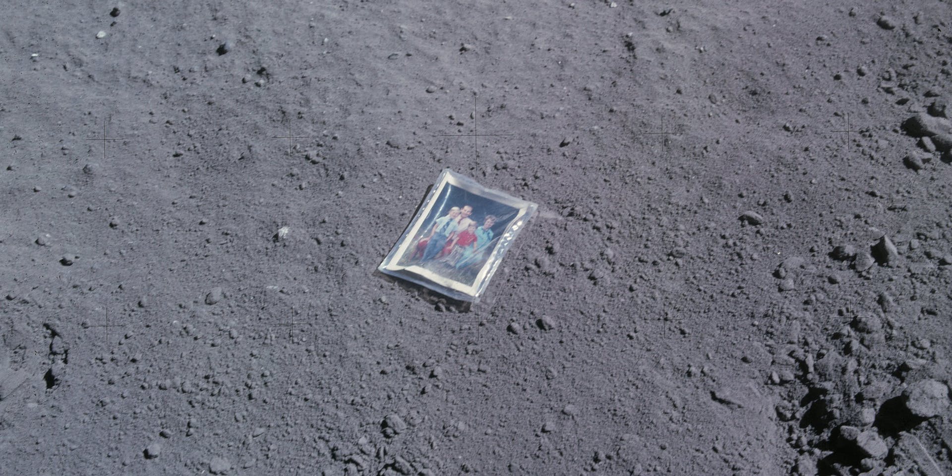 A family photo placed on the Moon ©NASA