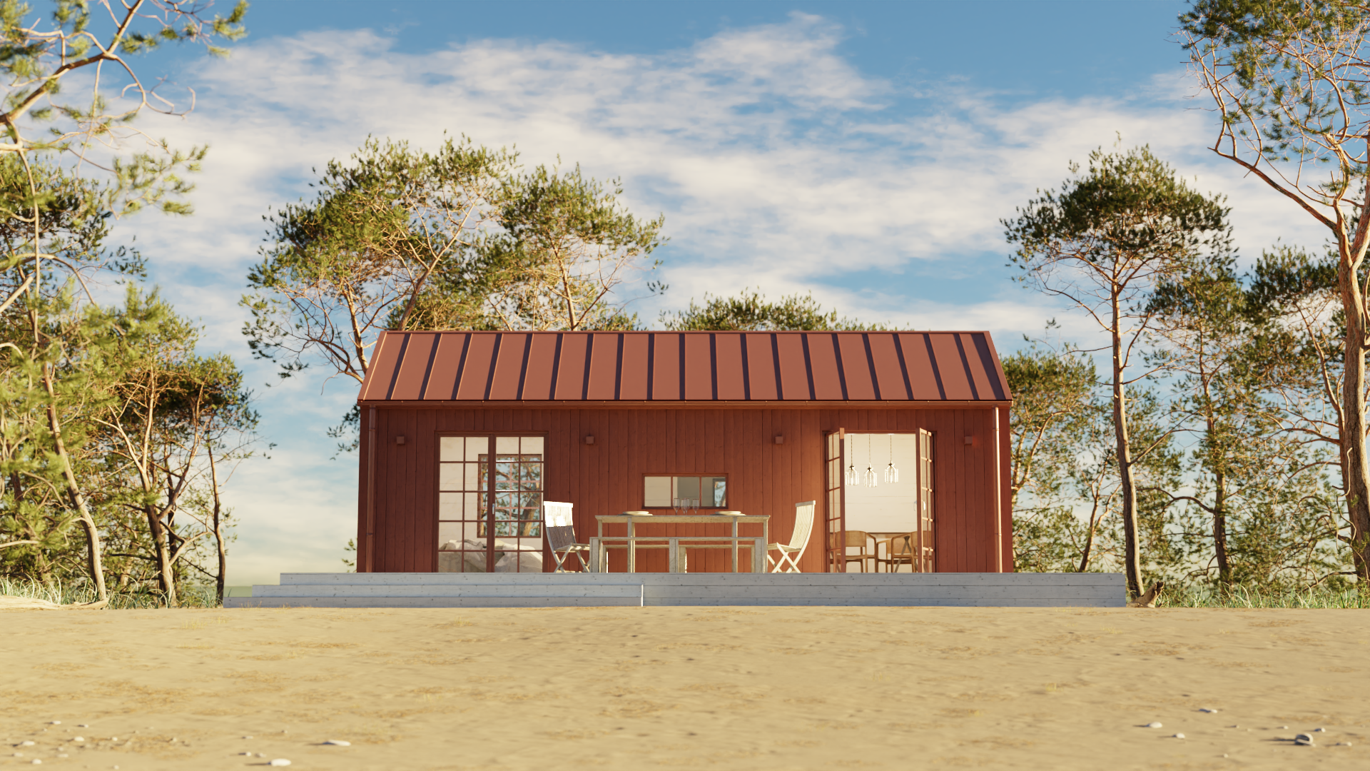 Vivesholm attefallshus faluröd fasad